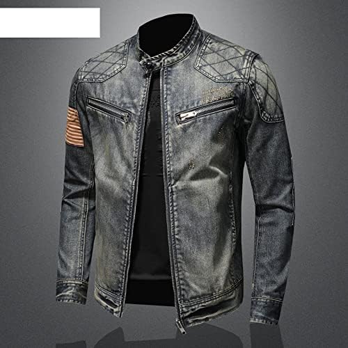 Jinfuhao Spring Autumn Men Jackets Jackets Slim se encaixa no moto de jeans jeans jeans jeans jeans jeans jeans de tatchwork