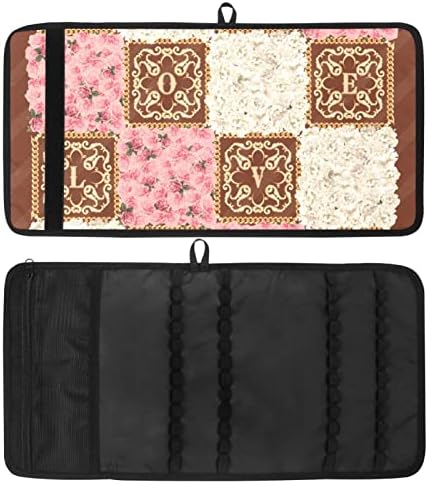 Caixa de lápis Guerotkr, bolsa de lápis, capa de caneta, bolsa de caneta, bolsa de lápis pequena, Flor Retro Rose peony Chain Brown