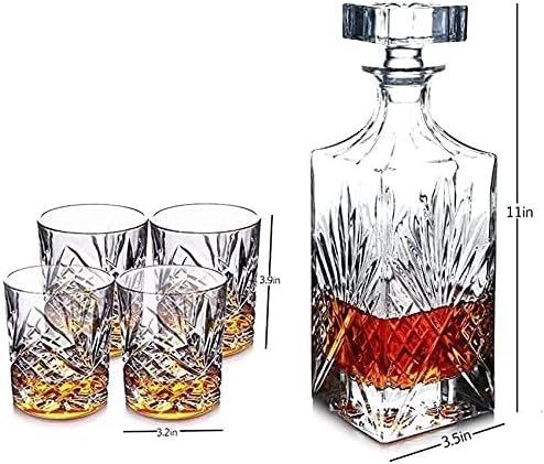 Whisky Decantador Whisky Decanter Wine Decanter 5- Piece Whisky Decanter Gift Set, Crystal Glass Decanter com 4 copos de uísque,