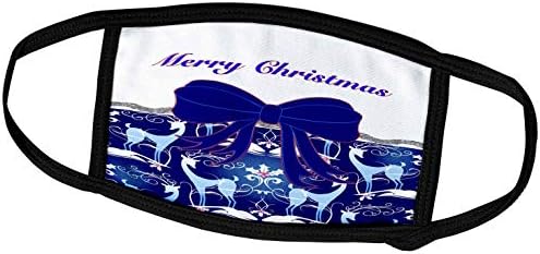 Arte da lente 3drose por florene - arcos e fitas - imagem do arco de Natal azul no padrão de rena - máscaras faciais