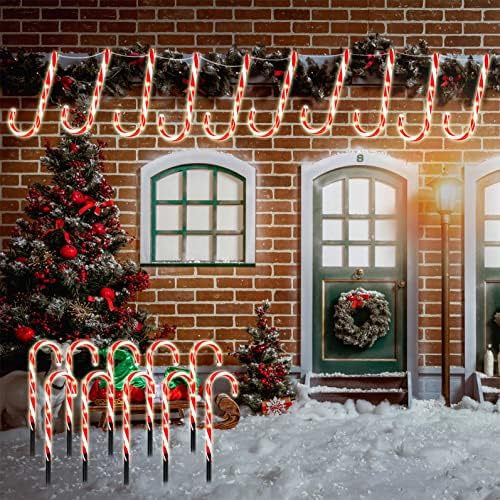 10 pacote decorações de Natal ao ar livre Luzes solares de cana - 22 polegadas IP65 Luzes de Natal à prova d'água, 9 modos Decorações