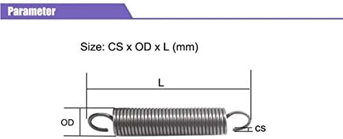 Kekeyang 5pcs extensão mola de 1,5 mm/1,8 mm de espessura nas molas pequenas de 30-70 mm de tensão de tensão com ganchos de 1,5x12x70mm