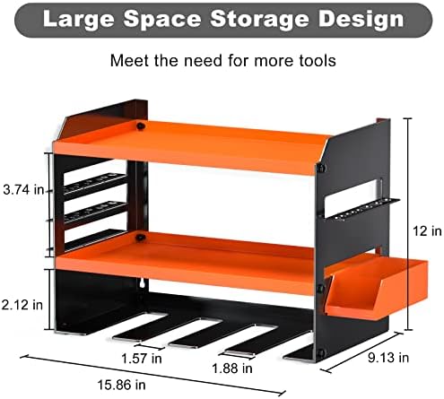 Montagem de parede do Organizador da Ferramenta Power Power Qzer - Porta de perfuração pesada com 4 slots de armazenamento