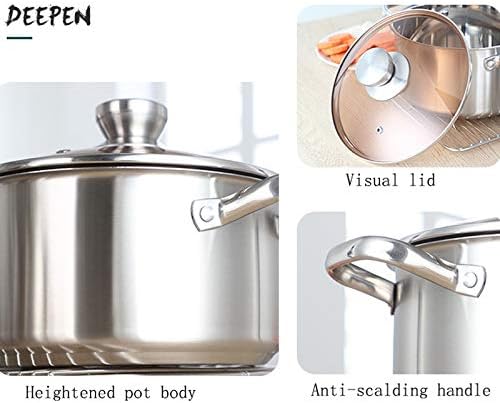 Potes e panelas 3pcs/conjunto engrossar aço inoxidável sopa de cozinha frigideira antiaderente/leite panela panela de vidro de vidro Indução Concha de fogão a gás