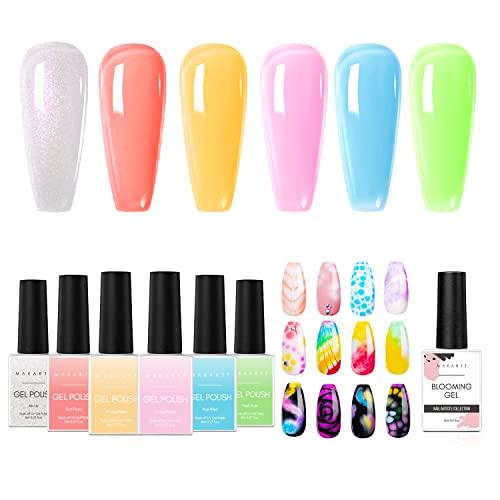 Makartt Clear Blooming Gel - 15ml com Jelly Gel Achaness Conjunto de 6 cores Rainbow Bundle