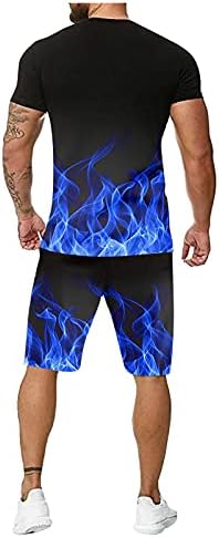 T-shirt de manga curta e shorts de manga curta do Tootom Conjunto 2021 Sportswear 2 peças Roupa de verão Roupas de verão Men Suits Pant Shirt, FBlue, 5x-Large