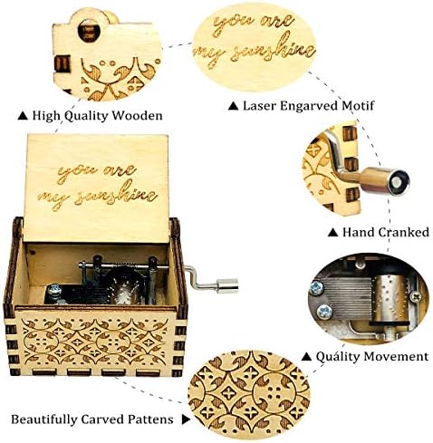 Sweethomegift You Are My Sunshine Music Box Vintage Wooden Music Boxes Gifts Para sua namorada Mulheres Moment Moman