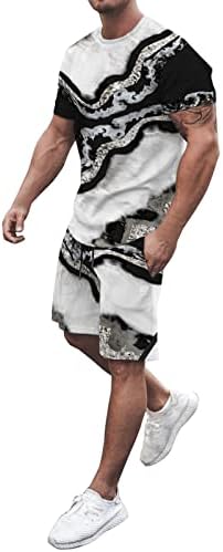 Tanques masculinos e shorts Conjunto de tripulação de pescoço 3D Impressão de duas peças de trajes de falha confortável roupas de verão de verão roupas casuais