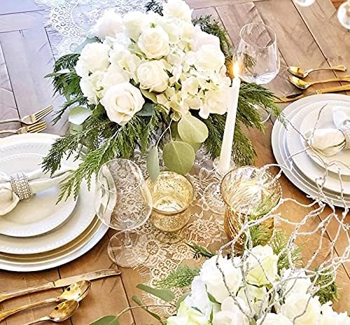 3 PCs Runner de mesa de renda branca 14 x 120 polegadas bordadas boho mesa de mesa para festa de casamento decorações de chuveiro