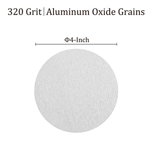 Kozelo 10 PCs Lixando discos de gancho e apoio de loop - [4 polegadas x 320 grãos] Oxido de alumínio Branco Papéis de areia para lixadeira