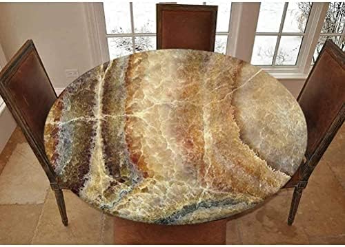 Tampa redonda de mesa de mármore borda elástica, toalha de mesa de poliéster ajustada, resistente à água e lavável, para jantar