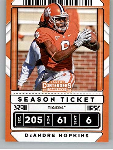 2020 Panini Condores Draft Ticket Season 27 DeAndre Hopkins Clemson Tigers Cartão de negociação de futebol