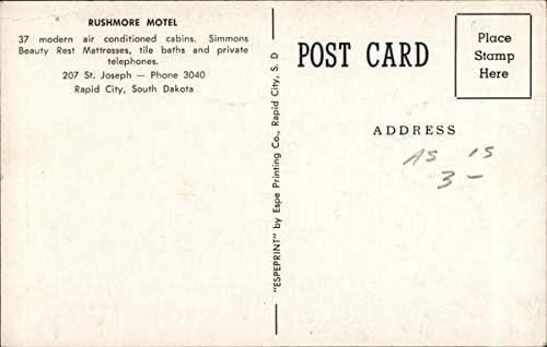 Rushmore Motel Rapid City, Dakota do Sul SD Original Vintage Post -Card