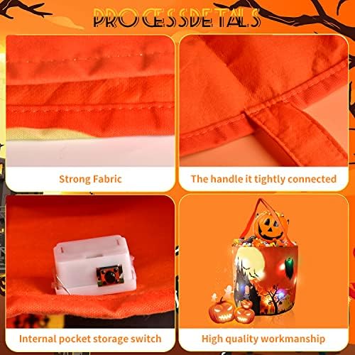Riksoin Halloween Sacos de doces leves LED - Bolsas de doces ou travessuras - 2 peças Multiuso e reutilizável Bolsa de Goody for Kids