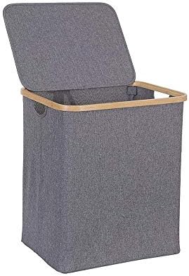 Cesta de lavanderia sfysp com tampa, cesto de roupas sujas de bambu grande com alça, quarto de armazenamento de