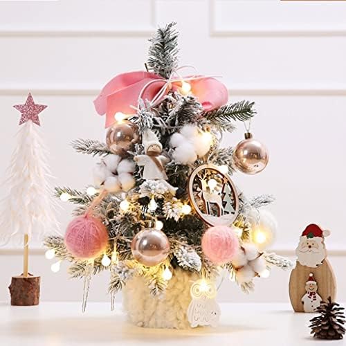 Indyah Mini Christmas Tree, Árvore de Natal Artificial, com pequenas luzes LED e base de bolsa de pano para desktop e mesa clássica