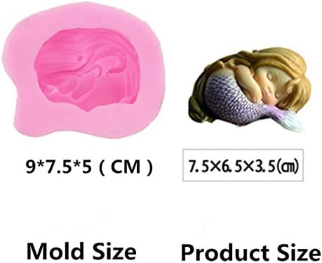 Dekostar Sleeping Mermaid Fandont Moldes, 3D Mermaid Silicone Bolo Moldes Decoração de Soop Made Soap Stone Mold Bolo Ferramentas