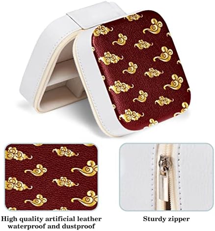 Rodailycay Golden Chinese Cloud Pattern Jewelry Box for Women Girls ， Organizador de caixa de viagens por jóias portáteis