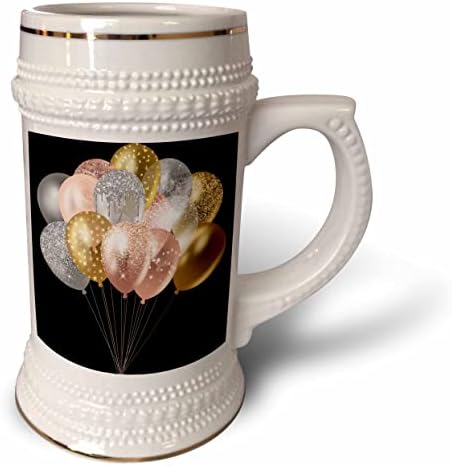 3drose glam rosa, prata e imagem de ouro do balão de glitter. - 22 onças de caneca