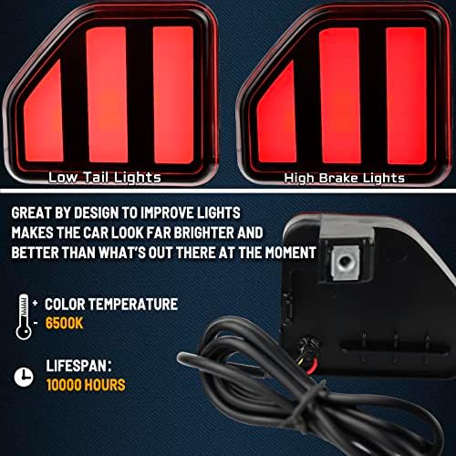 GEEGEETOP RED LENS TRASEIRA FOG FOG REFLECTOR DE FREIO FLASH FLASH LUZES SINGAL LUZES COMPATÍVEL COM JEEP WRANGLER 2018-2023 Kit