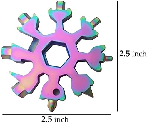 18 em 1 aço inoxidável Flocos de neve multi-tool, 18 em 1 Snowflake multitool e portátil flocos de neve portátil Multitool