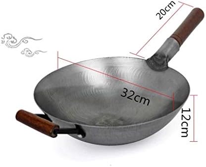 Gydcg clássico tradicional de ferro forjado à mão Pan à moda antiga wok wok não-bastão fogão a gás não revestido wok de ferro forjado