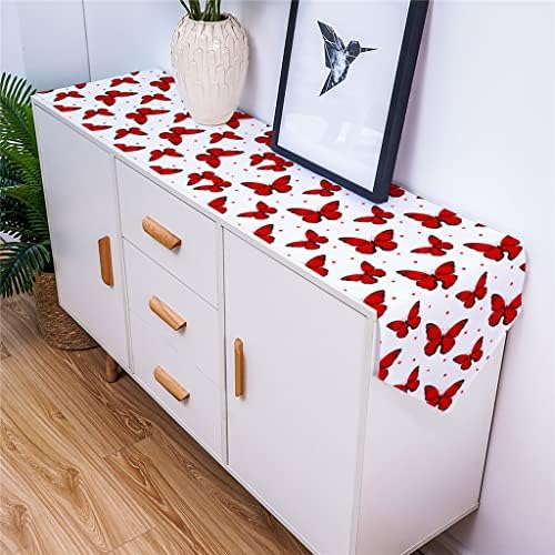 WDBBY Red Butterfly Polka Dot Texture New Table Runners Runners Banquetes de casamento Decoração de toalhas de mesa de mesa de