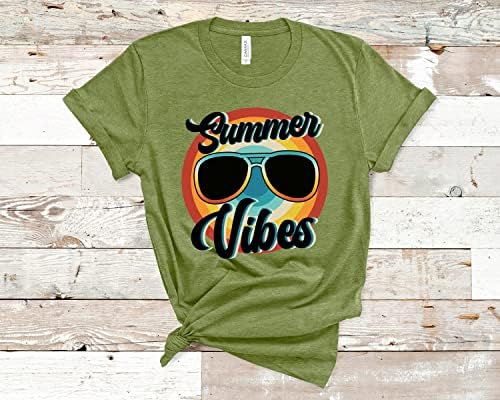 Camisa retrô de verão vibrações, férias de férias de férias camiseta de presente de viagem