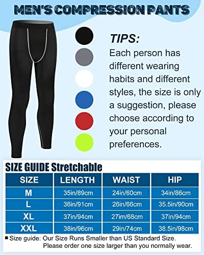 HiCarer 6 Pack calça de compressão masculina Calças de exercícios de compressão atlética Leggings executando calças justas para homens