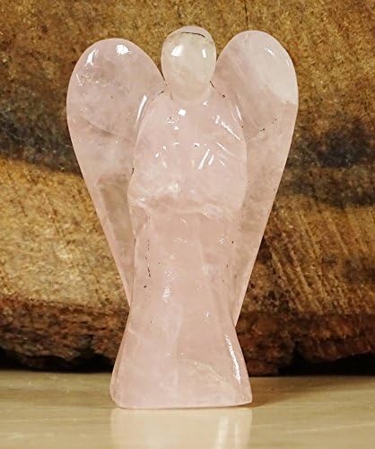 Reikiera por Conchshell bolso esculpido Crystal Guardian Rose Quartz Angel Healing Reiki Estátua da estação com caixa de presente- Escolha o tamanho