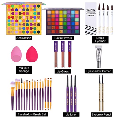 Ucanbe tudo em uma maquiagem kit de maquiagem de caixa de presente para mulheres kit completa - contém escovas de paleta de sombras