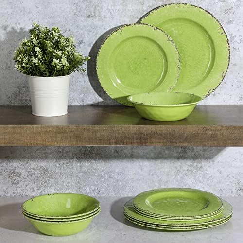 Gibson Home Mauna 12 peças Green Melamine Dinnerware Set