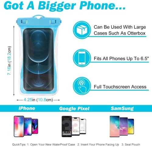 Urbanx Universal Watero Proove Phop Bolsa Caso de celular de bolsa seca projetada para Motorola Moto E5 Play vá para todos os outros smartphones de até 7 - Black