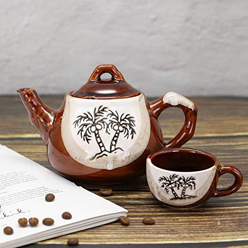 Ufengke 8 peças Coconut Tree Ceramic Tea Conjunto, Conjuntos de chá, Conjunto de café para 6