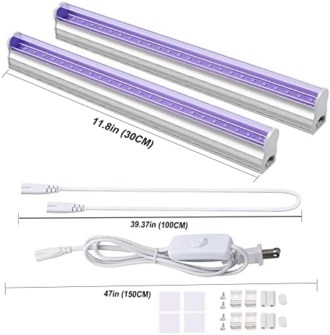 LED UV Black Light Bar, 6W T5 Integrated Blacklight Fretture Strip for Paint Poster Party Glow in the Dark Body Paints