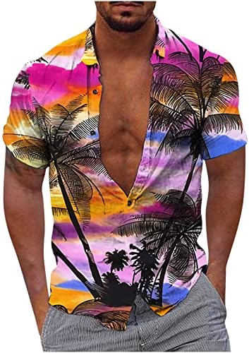 Camisa havaiana funky para homens 2023 Button Casual Down camisa de verão Manga curta Camista masculina LOLH