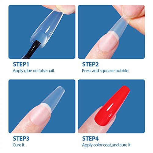 Kit de unhas falsas Mulheres de unhas de acrílico: pontas ovais de unhas claras para mulheres DIY French Tip Press em unhas, suprimentos