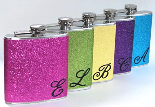 6 frascos que você escolhe as cores personalizadas noivas damas de noiva Glitter Bling brilhante 6 oz de aço inoxidável Liquor Hip Flask Gift
