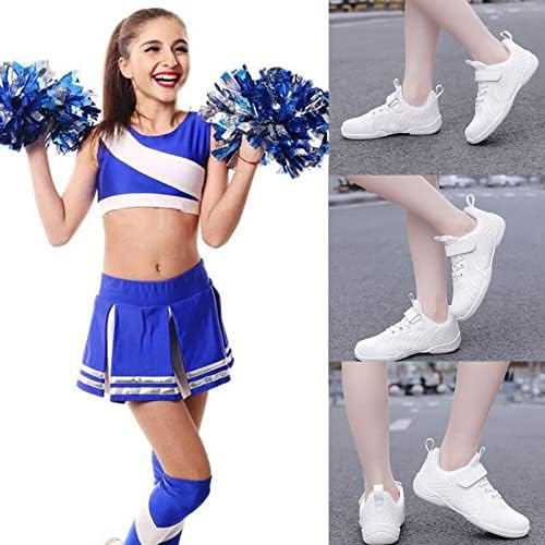 Meninas jovens de Dadawen Sapatos de torcida branca Treinamento atlético Tênis de tênis respirável tênis Cheer Sneakers