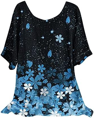 uikmnh ladys tops linho de algodão respirável meia manga Floral Tees Kimono Sleeve Casual Casual Cotton Summer camisa de