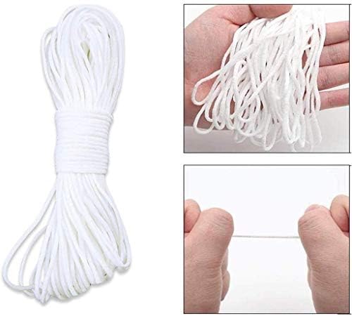 Cordão elástico de 3 mm de 3 mm, cordão de corda de corda branca Earloop redonda elástica faixa para costurar artesanato