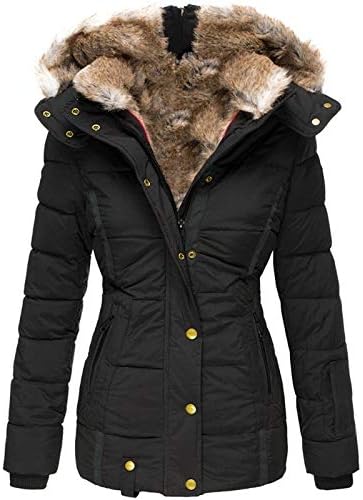 PRDECEXLU School Winter Jacket Ladies Plus Tamanho de Manga Longa Completa Full Zip Parka Solid Solid com capuz