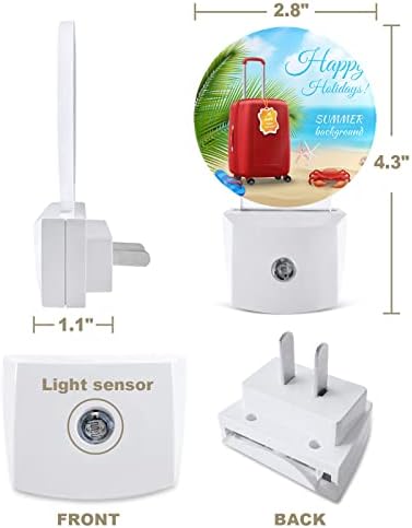 Tropical Summer Night Light para crianças, adultos, meninos, meninas, criança, viveiro de bebês, banheiro quarto halleteiro vaso sanitário portátil plug in Wall Night Light Sensor automático Slippers de praia Folhas de palma da mala de caranguejo