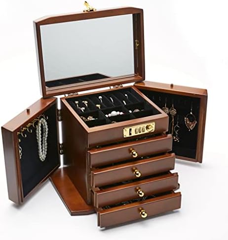 Caixa de jóias de madeira irdfwh para mulheres organizador de madeira maciça com jóias de trava combinada Relógios