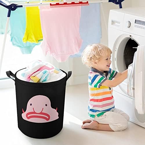 Funny Blobfish Laundry Besta de cesta de cesta dobrável Caixa de armazenamento de cesta de balde com alça de corda