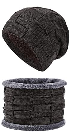 Homens mulheres lenço de gorro de inverno e luvas de tela sensível