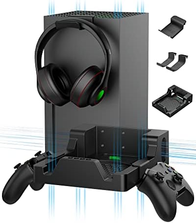 Montagem da parede para Xbox Series X, Kit de montagem de parede Zaonool para Xbox Series X Acessórios com suporte de controlador destacável e prateleira de fone de ouvido, suporte de design de ventilação dupla, coloque o console para frente