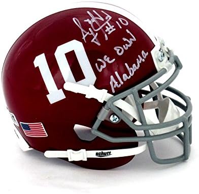 AJ McCarron assinou o Alabama Crimson Tide Schutt 10 Mini Capacete com a inscrição We Own Alabama - Mini capacetes autografados