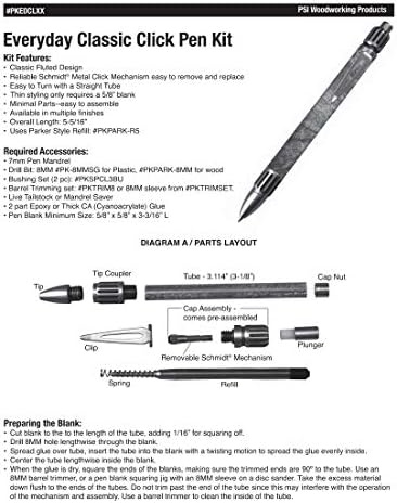 Penn State Industries Pkedclsss todos os dias clássicos cliques clique kit de caneta kit de partida Pacote Woodturning Project