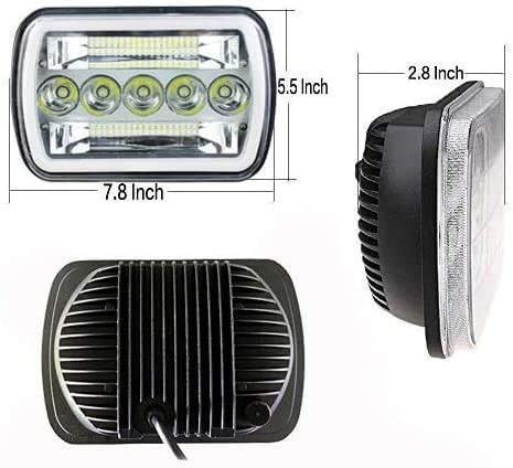 Amuniesun par 105w 5''x7 ''/7x6inch LED faróis de LED com drl âmbar com luminária com jeep wrangler yj Cherokee xj Chevy Express